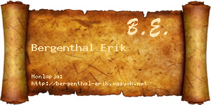 Bergenthal Erik névjegykártya